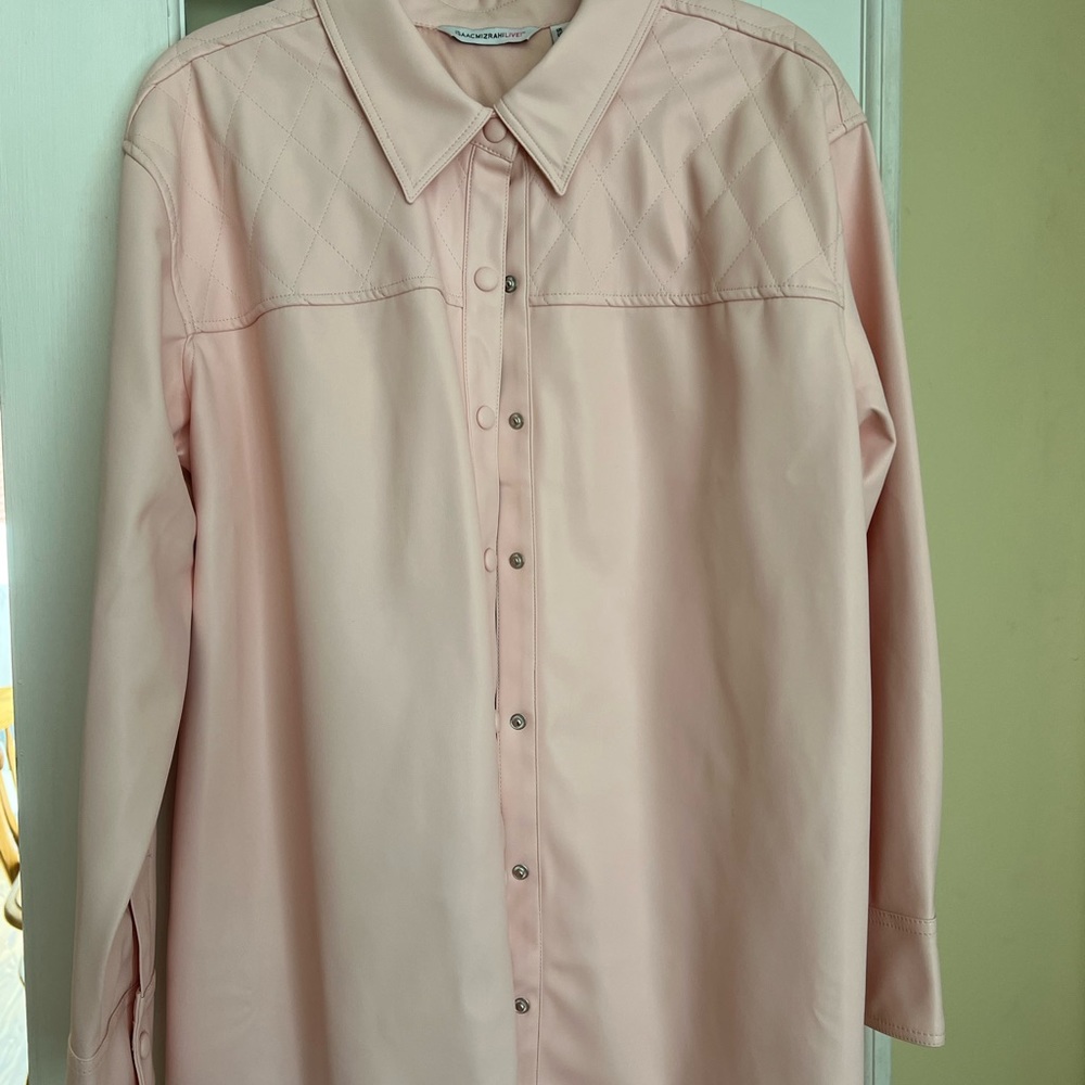 Pink faux leather topper